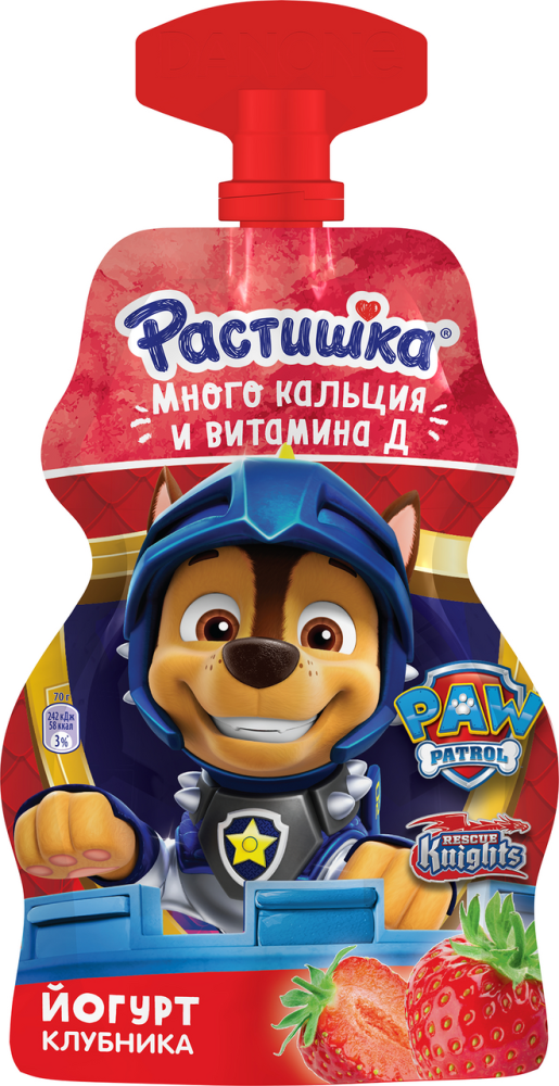 Йогурт Растишка обогащенный кальцием и витамином Д с Клубникой 2,6% 70г