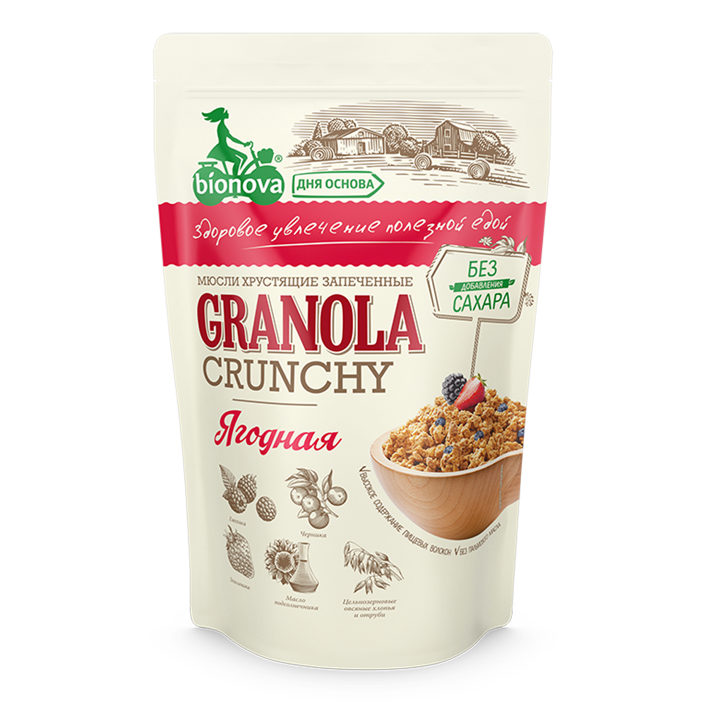 Мюсли Bionova Ягодные хрустящие запеченные, 400г