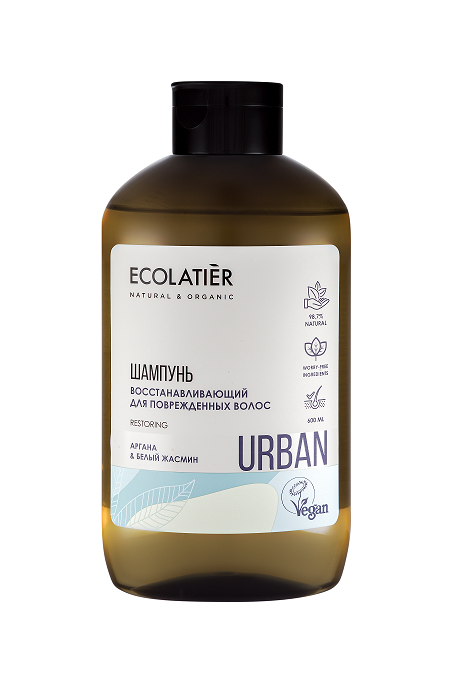 Шампунь Ecolatier для поврежденных волос аргана-белый жасмин, 600мл