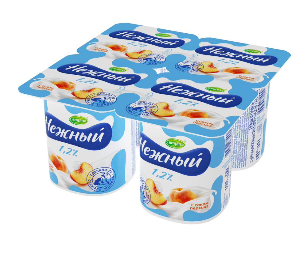 Йогуртный продукт Нежный с соком персика 1,2% бзмж 100 г