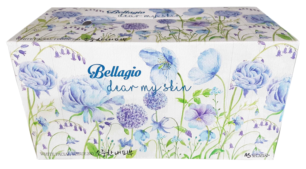 Салфетки бумажные 2-слойные Bellagio для лица 22х22 см (280 штук)