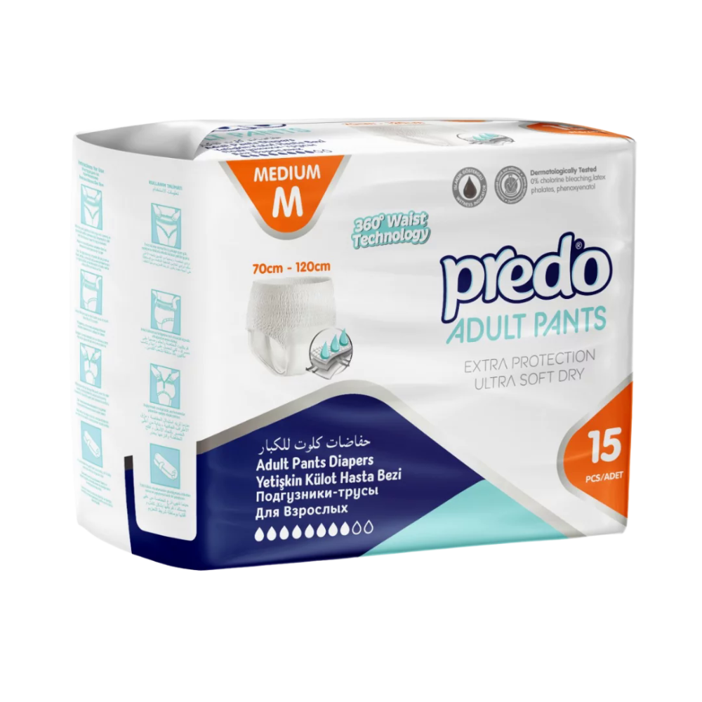 Подгузники-трусы Predo для взрослых размер М, 15шт
