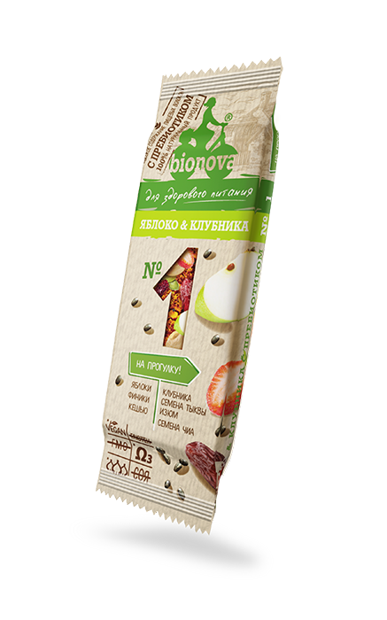 Батончик Bionova яблоко-клубника 35г