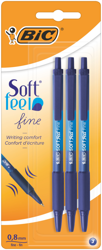 Ручка шариковая BIC Soft Feel синяя 3 шт