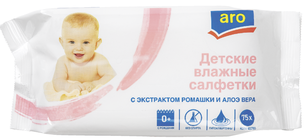 Салфетки Aro Алоэ детские влажные 75шт