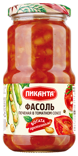 Фасоль Пиканта печеная в томатном соусе, 470г