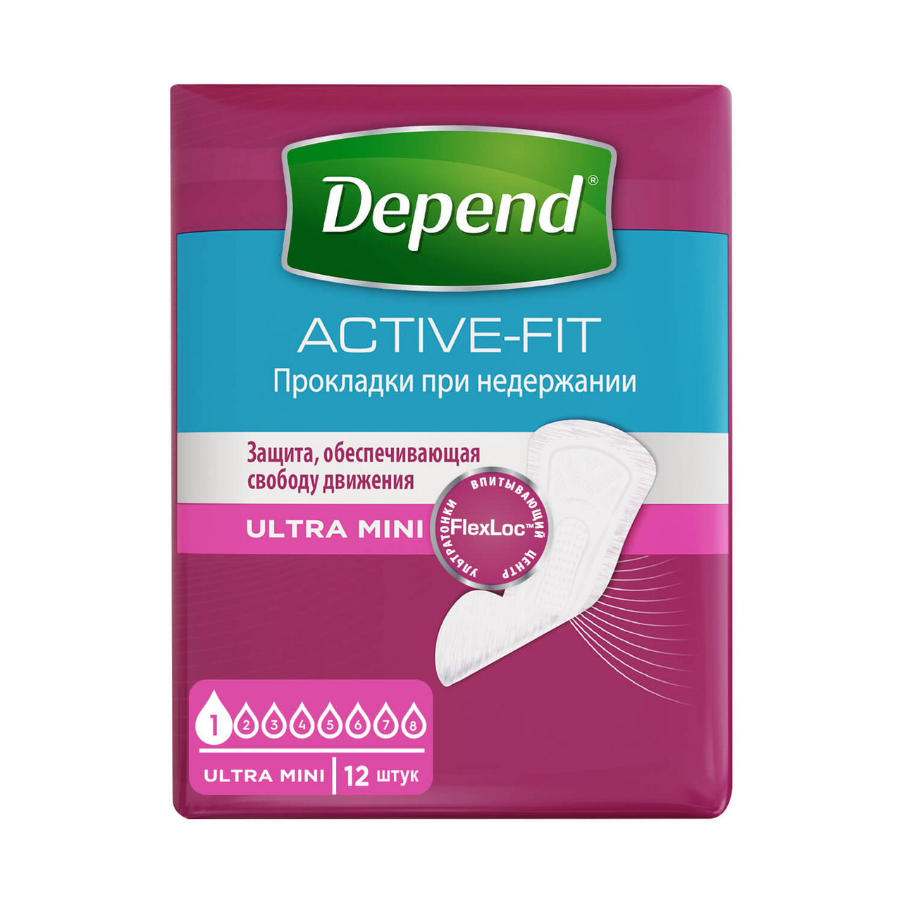 Прокладки Depend Ультра мини 12 штук