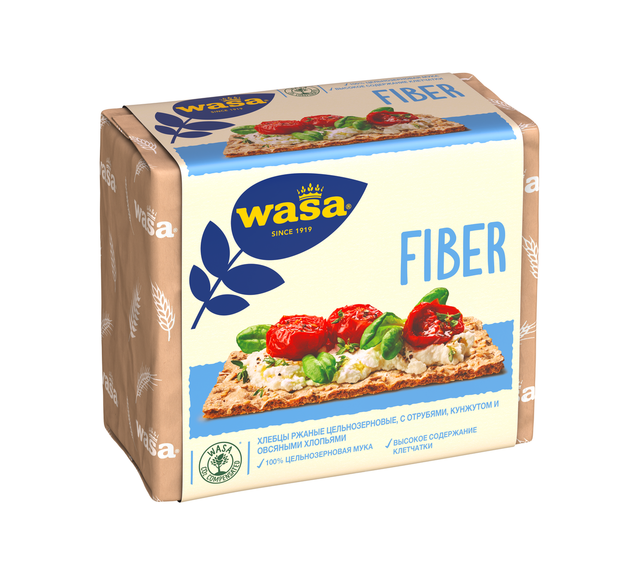 Хлебцы ржаные Wasa Fiber с пшеничными отрубями кунжутом и овсяными хлопьями 230 г