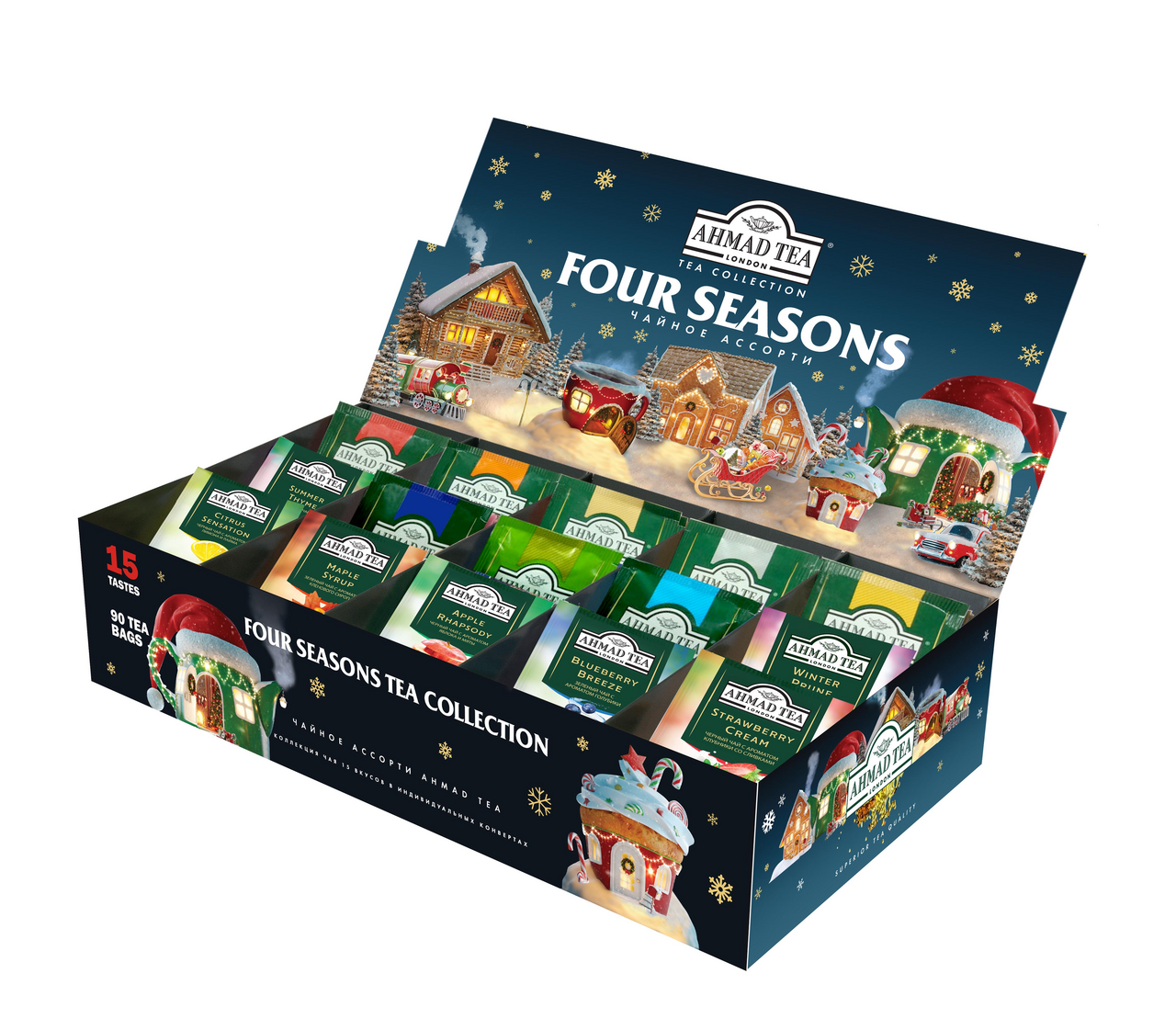 Набор чая ассорти Ahmad Tea Four Season's Tea Collection 15 вкусов в пакетиках 1,8 г х 90 шт