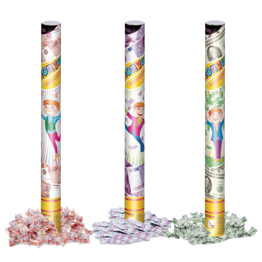 Пневмохлопушка ПИРОМАНИЯ с деньгами, 50 см