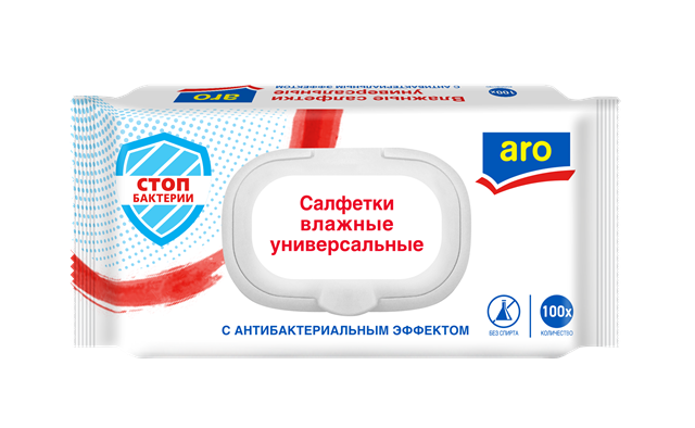 Салфетки ARO Влажные, антибактериальные 100 шт