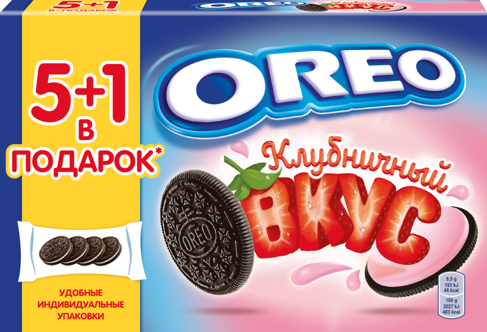 Печенье Oreo с какао и начинкой со вкусом клубники 228г Печенье Oreo с какао и начинкой со вкусом клубники 228г