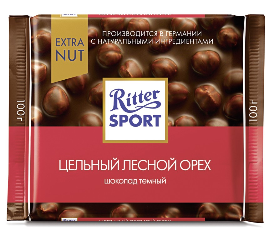 Шоколад Ritter Sport темный "Цельный лесной орех" 100г