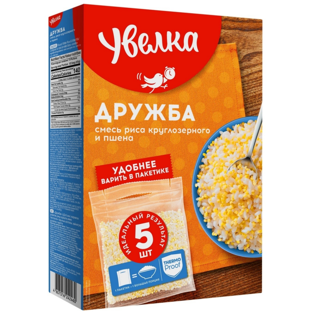 Крупа Увелка Дружба Смесь рис и пшено 5*80г