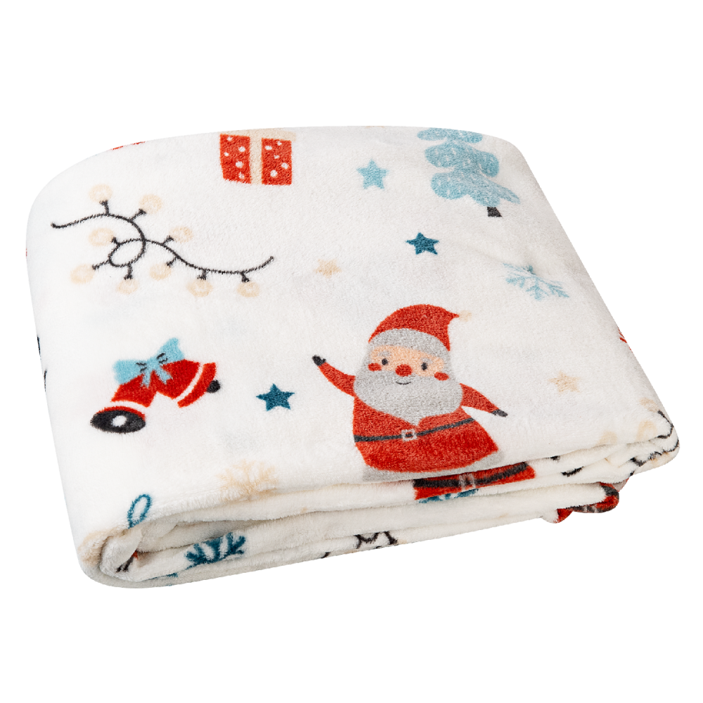 Tarrington House Плед микровелюр с сумкой с принтом Новый год, 150 х 200см