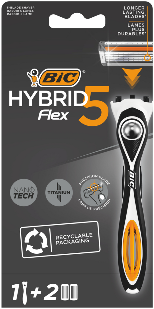 Бритвенный станок Bic Flex 5 Hybrid + 2 кассеты c пятью лезвиями