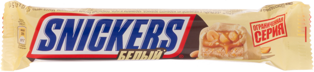 Батончик шоколадный Snickers белый, 81г