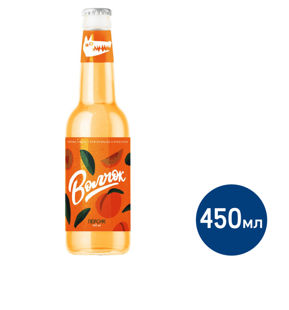 Напиток Волковская пивоварня Волчок Персик, 450мл