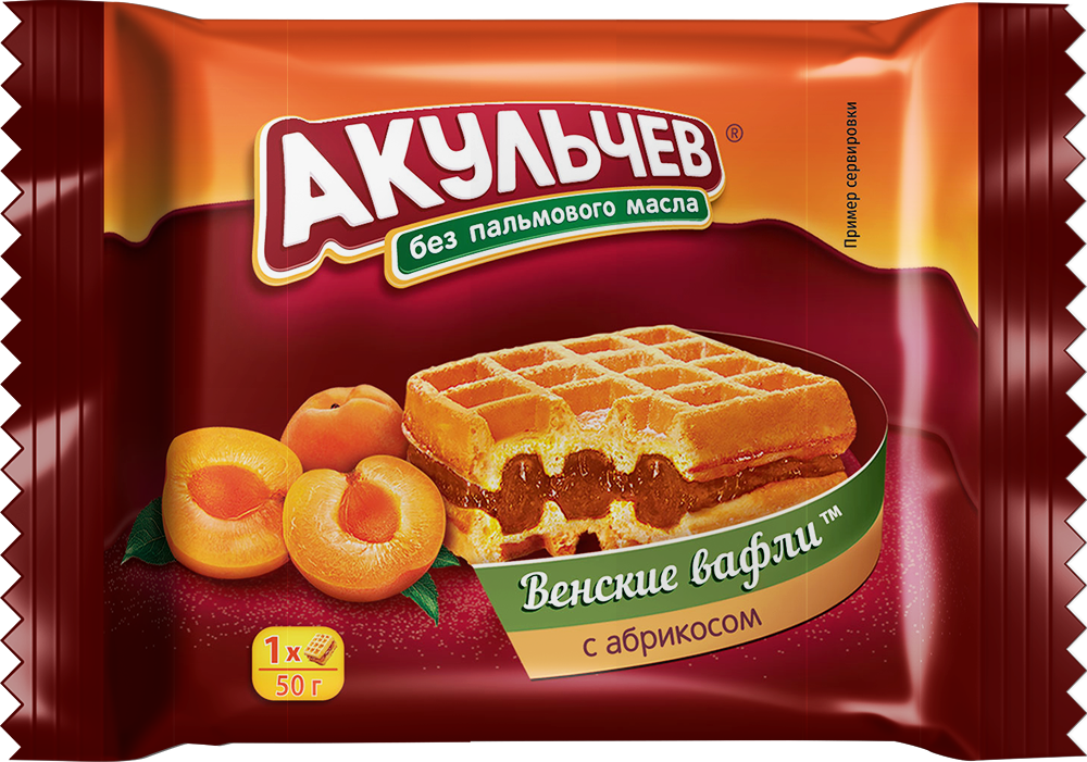Вафли Акульчев Венские с абрикосом 50г