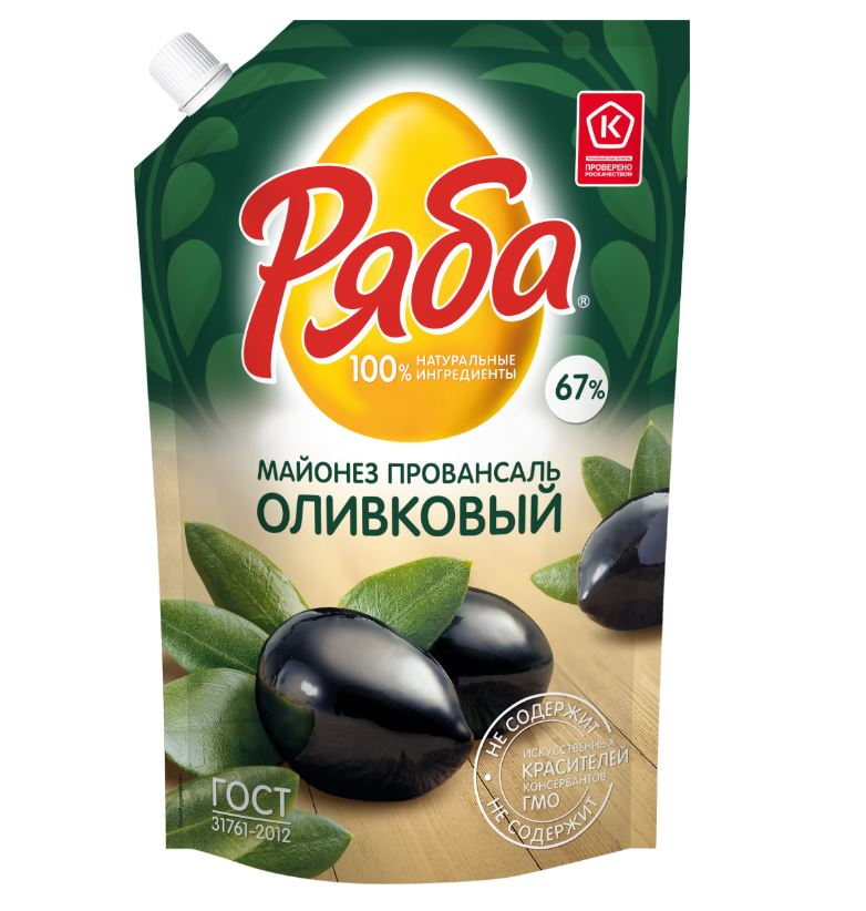 Майонез Ряба оливковый 67%, 670мл