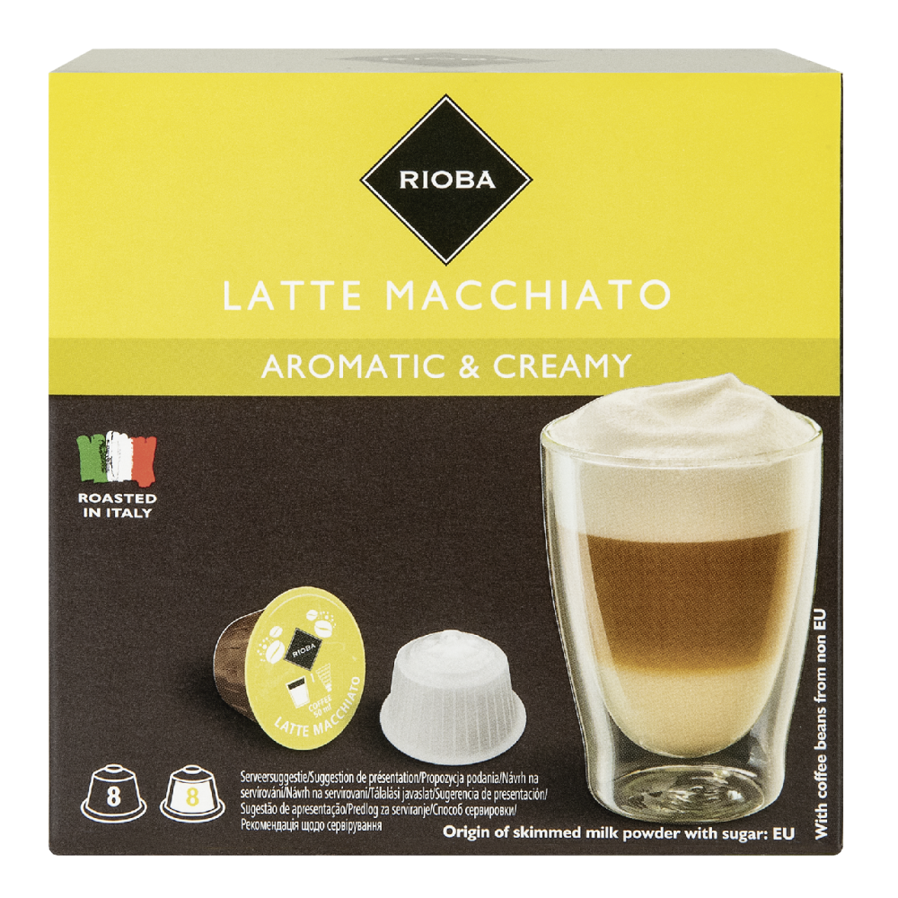 RIOBA Кофе в капсулах Dolce Gusto Latte Macciato 8 порций 16 капсул, 192г RIOBA Кофе в капсулах Dolce Gusto Latte Macciato 8 порций 16 капсул, 192г